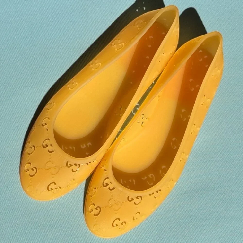 Authentic Gucci Yellow GG Rubber Jelly Ballet Flats EU 40 (US 9.5-10) NIB - Picture 7 of 15